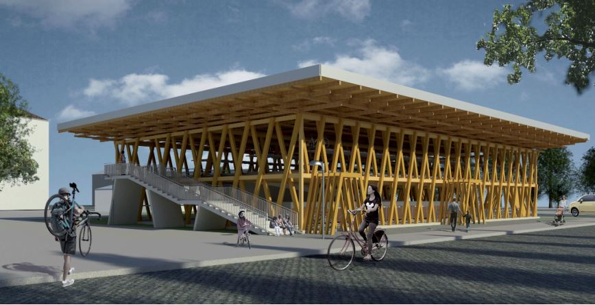 Am Eberswalder Bahnhof entsteht ein hölzernes Fahrradparkhaus - AGFK
