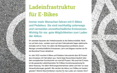 Infoblatt des VCD zur Ladeinfrastruktur für E-Bikes